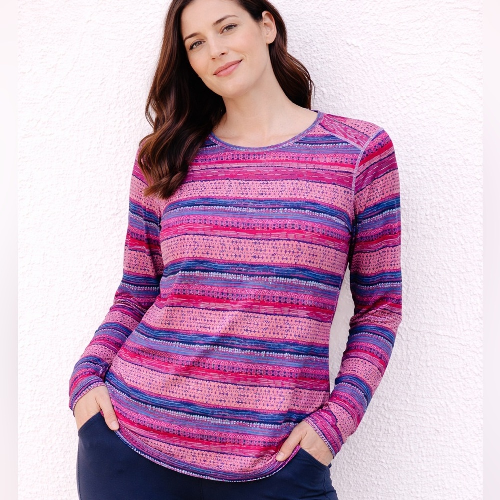 Colorful Striped Long Sleeve performance outfitter Top XL